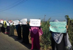 بالصور.. سلسلة بشرية بقرية أم الرضا بدمياط