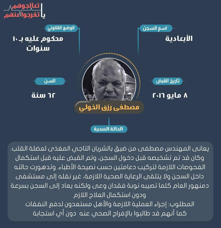 تفاقم حالة مصطفى الخولي.. وأسرته تطالب بالإفراج الصحي