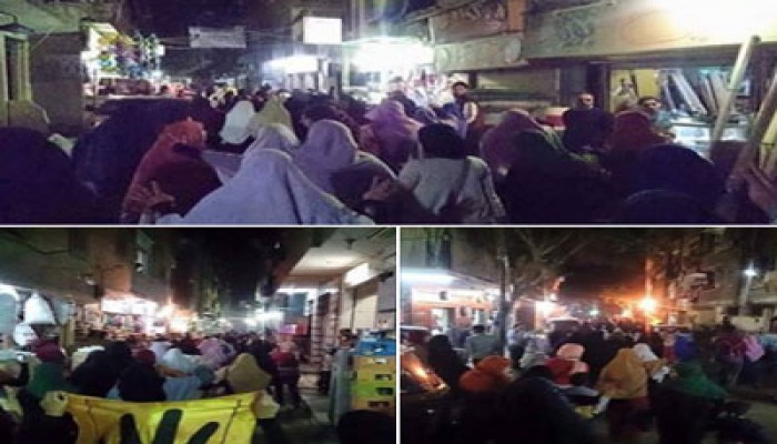 بالصور.. تفاعل نسائي كبير مع مسيرة ليلية بشبرا الخيمة