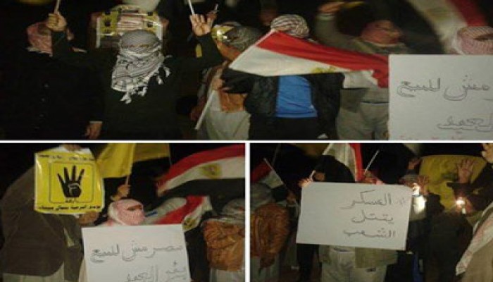 وقفة ليلية ببئر العبد تطالب بمحاكمة قادة الانقلاب