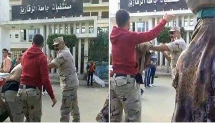بالصور.. عقيد جيش يعتدي على مواطن بالزقازيق لانتقاده السفاح