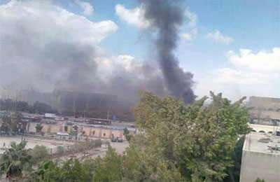 حريق هائل بقاعة المؤتمرات الدولية بمدينة نصر