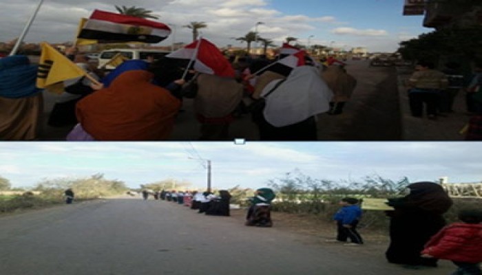 سلسلة ومسيرة لثوار دمياط تهتفان بإسقاط الانقلاب