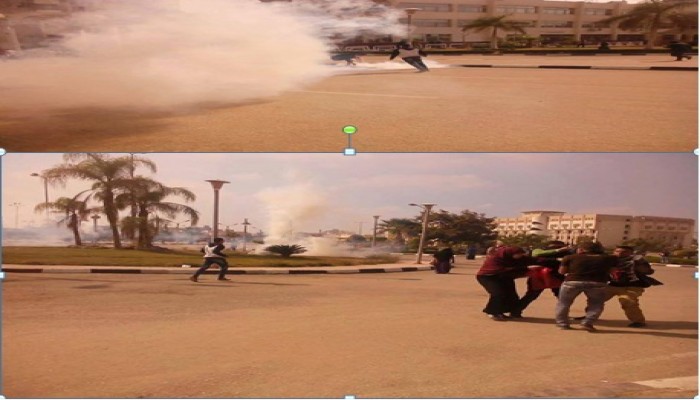 الانقلاب يقتحم جامعة الفيوم ويعتدي على طلابها بالغاز والخرطوش