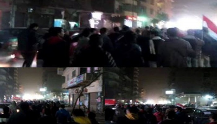 مسيرة على طريق جمصة الدولي تطالب بإسقاط حكم العسكر