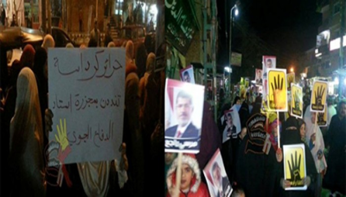 مسيرة حاشدة بكرداسة تندد بمذبحة الدفاع الجوي