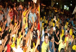 شباب بورسعيد يشعلون وقفة مسائية تهتف بالقصاص للشهداء