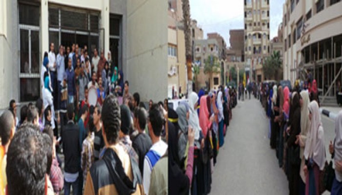 سلسلة بشرية بآداب الفيوم تهتف بإعدام المخلوع وعصابته