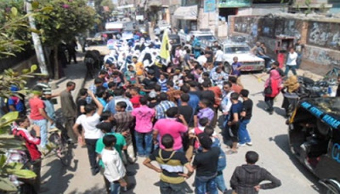 مسيرة طلابية ببني مزار تهتف بالقصاص وإسقاط الإنقلاب