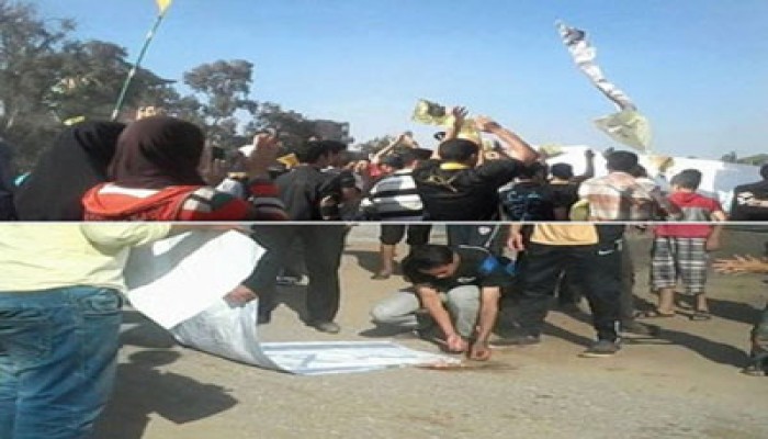 ثوار بورسعيد يحرقون علمي الصهاينة والامريكان