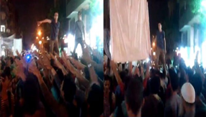 بالصور.. حدائق القبة تتظاهر ليلاً ضد إبادة أهالي سيناء