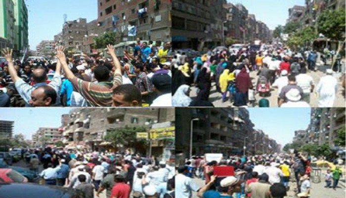 بالصور.. حشود المطرية تهتف ضد تهجير أهالي سيناء