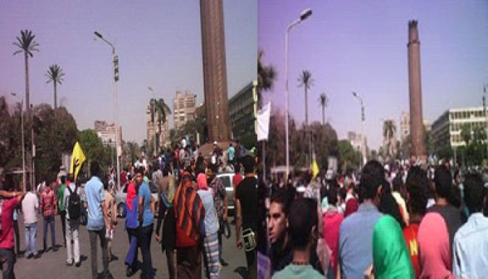 رعب الانقلابيين بجامعة القاهرة من تظاهر الطلاب