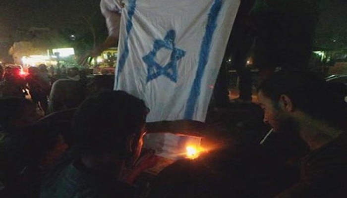 مسيرة عين شمس تحرق العلم الصهيوني