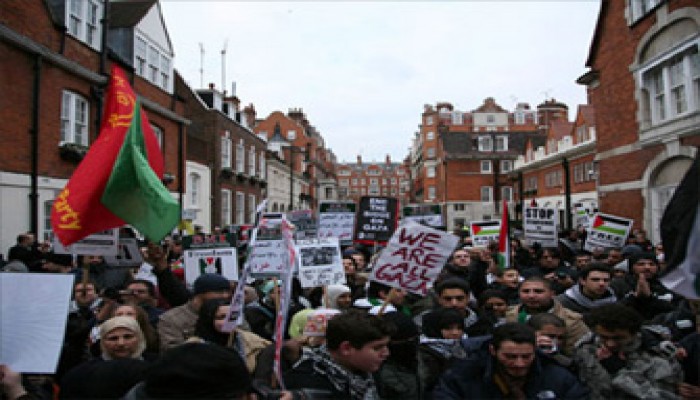مظاهرة بلندن ضد العدوان الصهيوني على غزة