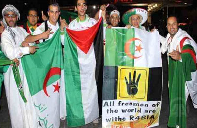 جماهير الجزائر ترفع "رابعة" بعد الفوز على كوريا الجنوبية