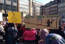 مظاهرة أمام السفارة المصرية بألمانيا رفضًا لرئاسة الدم