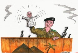 فنان ألماني يرسم "الطرطور" دمية في يد قائد الانقلاب