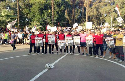 تجهيز ملاعب لبدء الدورة الرياضية باعتصام رابعة عصر اليوم