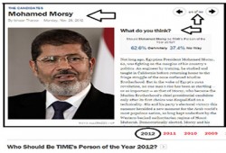 "تايم": مرسي الأجدر بشخصية العام والإخوان معتدلون دينيًّا