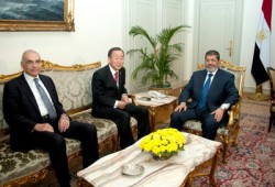 بان كي مون: ندعم جهود الرئيس مرسي للتهدئة في غزة