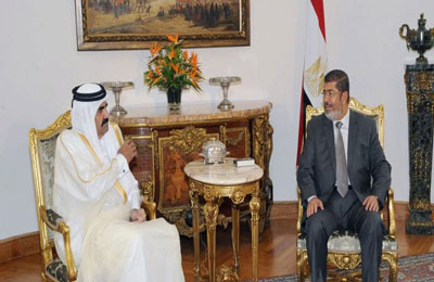 القضية السورية على رأس مباحثات الرئيس مرسي مع أمير قطر