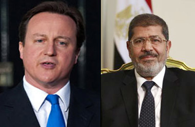 الرئيس محمد مرسي يتلقى اتصالاً هاتفيًّا من رئيس وزراء بريطانيا