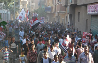 مسيرات حاشدة بالمنيا احتفالاً بفوز د. مرسي