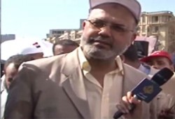 الحسيني يوزع الأعلام في التحرير ويقول: "هذا يوم مصر"