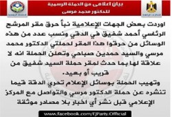 "مرسي رئيسًا": لا علاقة لنا بحرق مقر حملة شفيق