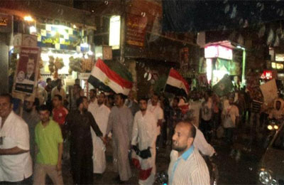 مسيرة حاشدة بكفر شكر لدعم د. مرسي