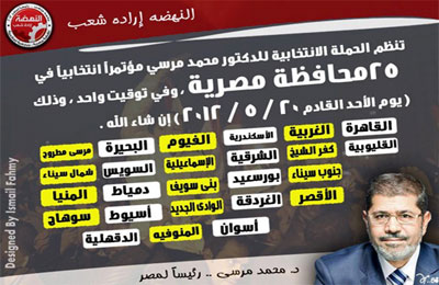 25 مؤتمرًا انتخابيًّا بتوقيت واحد في 25 محافظة لدعم د. مرسي