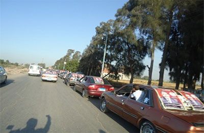 سلاسل بشرية ومسيرات ومؤتمرات لدعم مرسي بالدقهلية