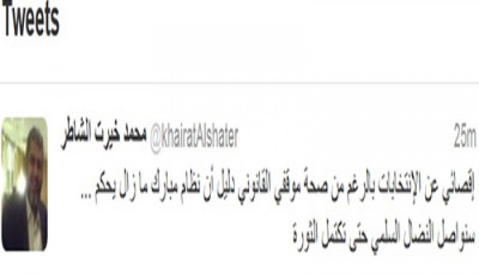 الشاطر: استبعادي يؤكد أن نظام مبارك ما زال يحكم