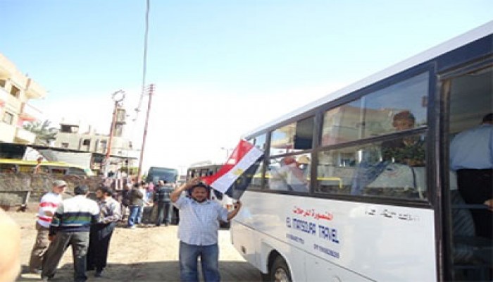 وفود الدقهلية في طريقها إلى التحرير للمشاركة في المليونية