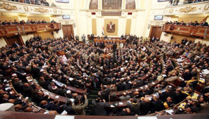 مسنة أمام مجلس الشعب ترفض إساءة المتظاهرين للنواب