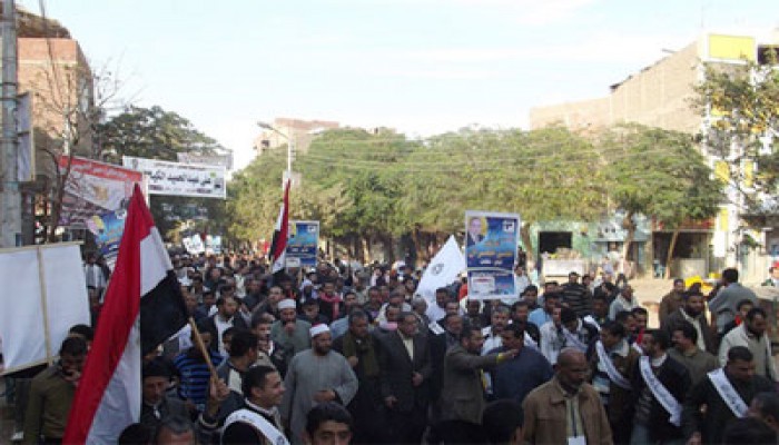 مسيرة حاشدة لمرشحي "الحرية والعدالة" بالمنيا