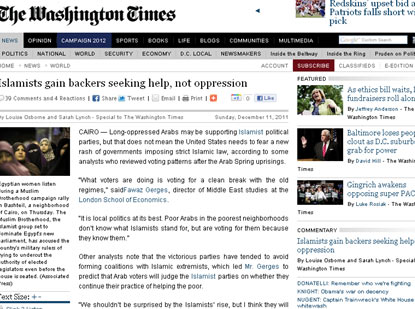 "الواشنطن تايمز" تنصح أمريكا ألا تخشى من فوز الإسلاميين