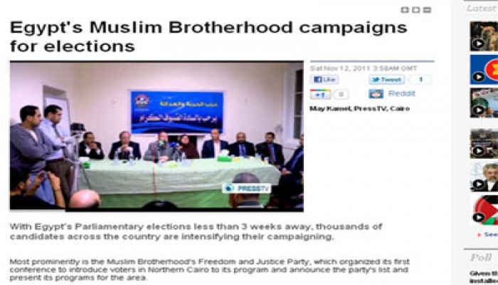 "برس تي في": الانتخابات اختبار لشعبية الإخوان المسلمين