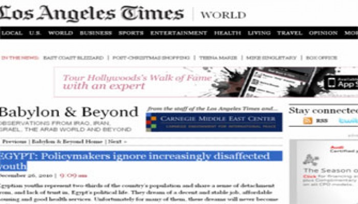 "لوس أنجليس تايمز": "الوطني" حطَّم الشباب المصري