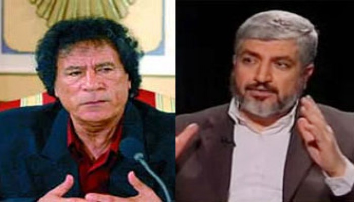 مشعل يبحث مع القذافي تطورات القضية الفلسطينية