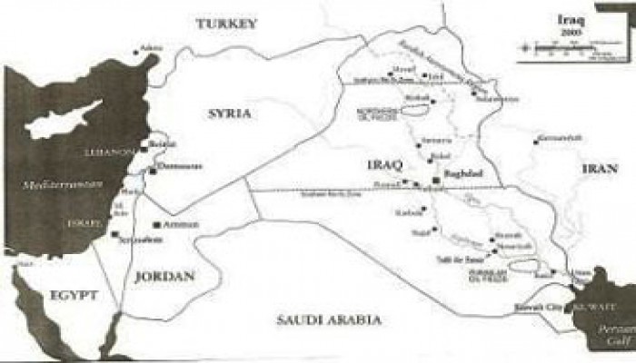 خريطة صهيونية تقسِّم العراق وتُلغي الجولان وحدود فلسطين