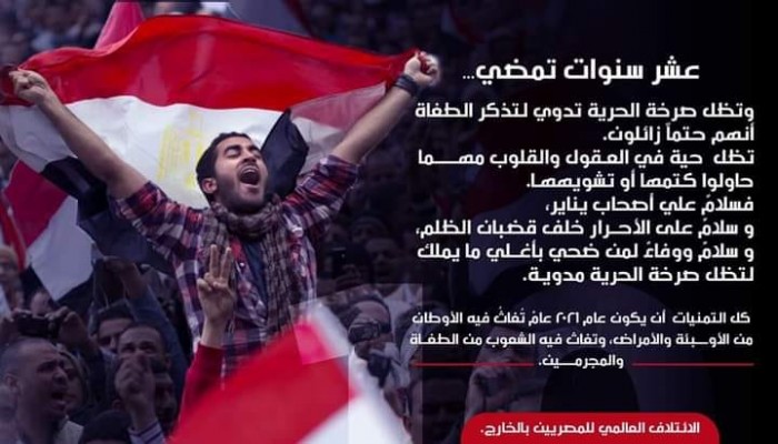 "ائتلاف المصريين بالخارج": ثورة يناير مازالت حية مهما فعل الطغاة