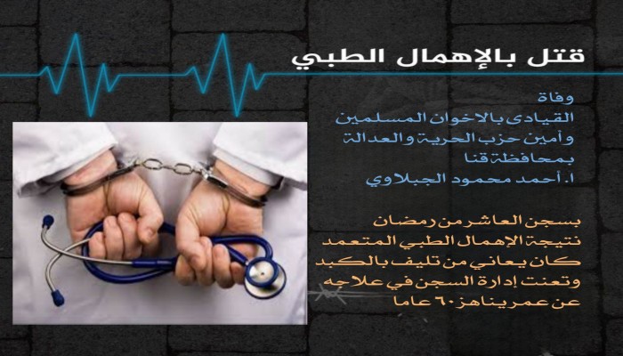 استشهاد أحمد الجبلاوي نتيجة الإهمال الطبي بسجون الانقلاب