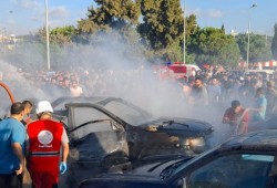 القيادي في حماس سامر الحاج شهيدا إثر استهداف سيارته بصيدا اللبنانية