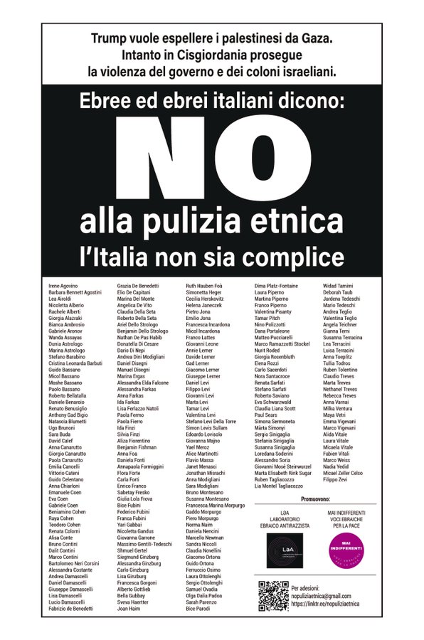 يهود إيطاليا يرفضون خطة التطهير العرقي في غزة