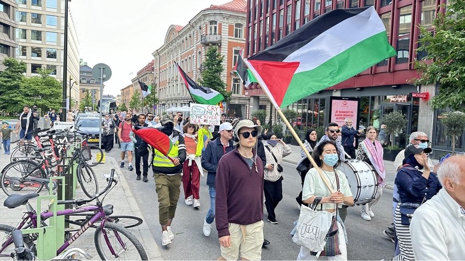 مظاهرة في ستوكهولم تطالب بالتحرك الفوري لوقف المجازر بغزة