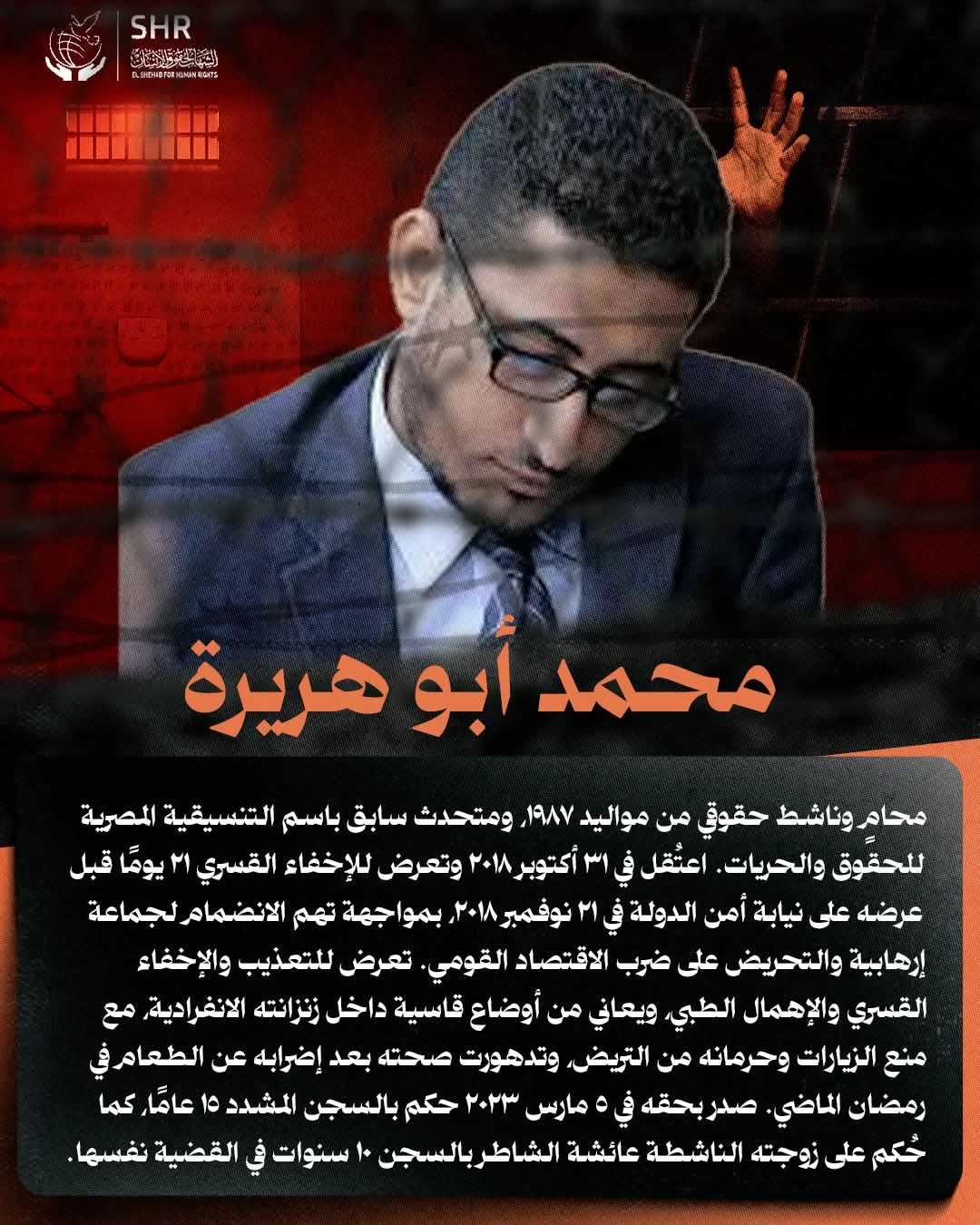 المحامي الحقوقي محمد أبو هريرة.. 7سنوات في سجون الانقلاب