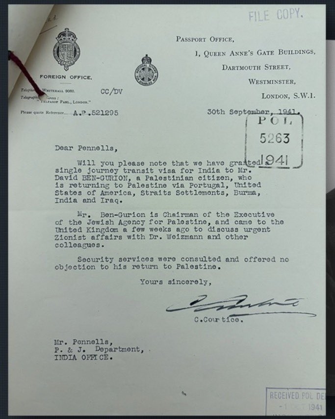 وثيقة تاريخية: الصهيوني بن جوريون  كان مسجلاً كفلسطيني